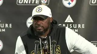 Steelers head coach Mike Tomlin speaks before joint practice with Tampa Bay