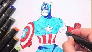 How to draw Captain America. Marvel colouring pages. Как нарисовать Капитана Америка.