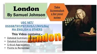 Poem- London by Samuel Johnson | Detailed Summary| English Notes | UGC NET, PGT,TGT etc