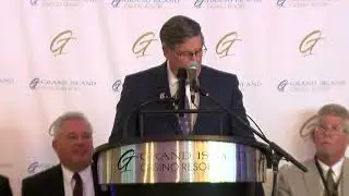 Grand Island Mayor Roger Steele speaks at the Grand Island Casino Resort opening