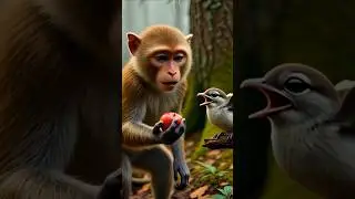 monkey ne chidiya Ko Diya Apple