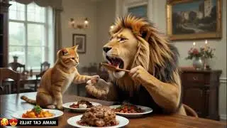 kind cat saves the lion