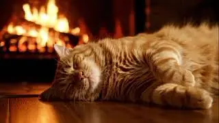 Relaxing Fireplace 🔥 with Gentle Purring Cat 🐱 | Cozy Sleep Sounds