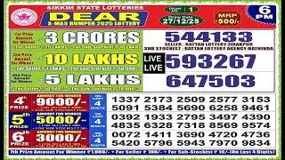 3 Crore Winner Sikkim State  Lotteries Dear X- MAS Bumper 2025 Lottery  27/12/2025 Result Live