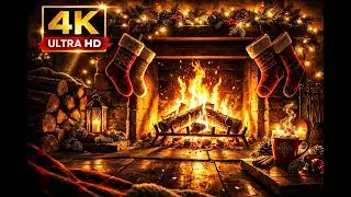 🔥 4K Fireplace UHD Christmas Stockings Crackling Fire & Festive Ambience