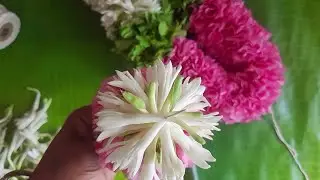 How to  string  arali flower garland making easily/tulasi malai /sampangi flower malai /poo malai 