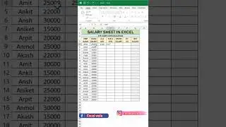 Salary Sheet in Excel #excel #xlookup #vlookup #computer #windows #viral #aitools  #shorts #ai #fyp