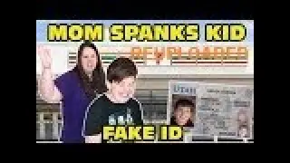Kid Using Obviously FAKE ID To Try To Buy Beer - Spanked By Mom In Public! [REUPLOADED]