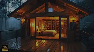 Peaceful Rain Sounds with Gentle Fire for Cozy Night Vibes