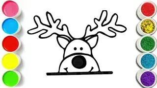How to draw a Rudolph svg Reindeer Guitar Drawing painting and Coloring for kids 