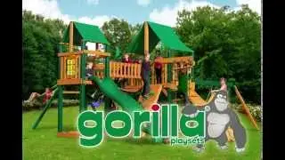 Gorilla Playsets Pioneer Peak Swing Set w Timber Shield and Deluxe Green Vinyl Canopy