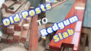 Old Redgum Posts turned into an Aussie slab bar top!