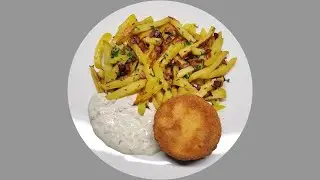 Smažený hermelín a česnekové hranolky se slaninou recept
