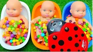 3 Minutes Satisfying Video Mixing Funny Candy ASMR & Make Up in 3 Bathtubs with Magic M&M's Slime