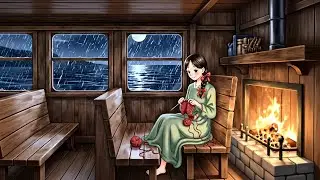A Rain-Soaked Journey on the Sea Train | Ghibli-Style Video