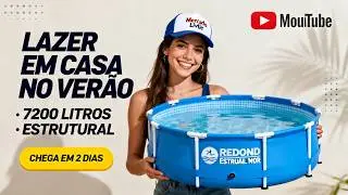 Piscina Redonda Estrutural PVC 7200 Litros Mor para lazer familiar em quintal e &aacute;rea externa