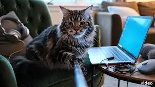 A sassy cat teaches VPN privacy tips in a live vlog using his selfie stick.