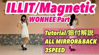 【 Tutorial 振付解説 】「 ILLIT / Magnetic 」WONHEE Part ウォンヒ 反転&後ろ姿 MIRRORED&BACK
