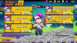 Complete BRAWL PASS NONSTOP! 100 QUESTS! 70 TIERS+ Box Opening - Brawl Stars