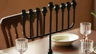 QI004924 BK - Vintiquewise 9-Branch Hanukkah Menorah Candle Holder, Black