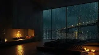 (No Ads) 🌧️ Rainy Paris at Night | Calm Rain & Fireplace Ambience for Insomnia