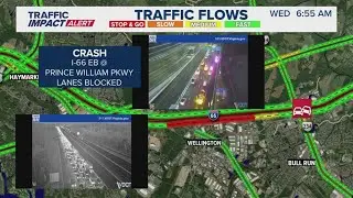 Traffic Impact Alert: Eastbound lanes close on I-66 near Manassas after crash