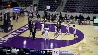 Technicals called on Jackson State's Ken Evans & Stephen F Austin's Latrell Josell