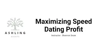 Maximizing Speed Dating Event Profits