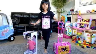 Little Girl Unboxing Pink Disney Minnie Mouse Pet Carrier and Pixar Baby Doll | Kids Playtime