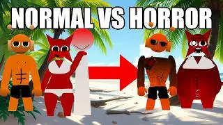 Incredibox Sprunki 1996 but Human on the Beach: Normal VS Horror Version!