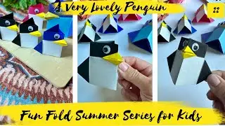 Summer Series for Kids 22: A Cute Origami Penguin #origami  #papercraft #paperart #easyorigami