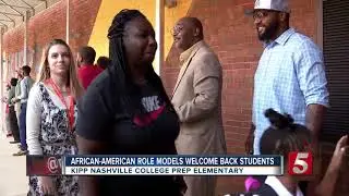 More than 30 men welcome KIPP Nashville College Prep Elementary students back on first day