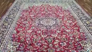 Red and Blue Semi-Antique Fine Persian Isfahan Oriental Rug 9'9X13'6 - M1080