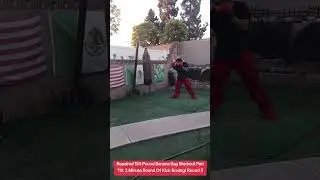 Repaired 150 Pound Banana Bag Workout Part 119. 2 Minute Round Of Kick Boxing Round 3