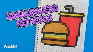 COMO DIBUJAR UN COMBO DE HAMBURGUESA Y BEBIDA en PIXEL ART - PIXELADOS