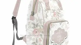 Personalized Dusty Rose Floral Diaper Bag Backpack - Multi-Function Waterproof Backpack