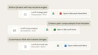 Claude works with you on slides, spreadsheets, and contract redlines