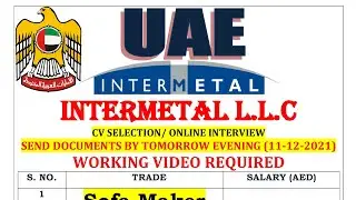INTERMETAL L.L.C. JOBS DUBAI, M-Ph. 94183-81725, 98161-71358, @foreignemploymentinfo.vaca7070