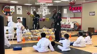 Grandmaster Orange 🍊 gifting the students Taekwondo tigers 🐯 and bears 🐻 for his birthday