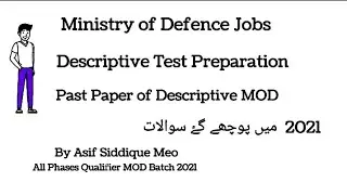 MOD Jobs | Past Papers | Descriptive Test