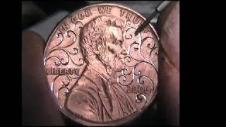 Hand engraving  Flat graver Fun scrolls on a 2006 cent