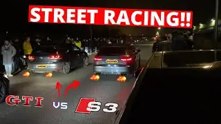 NIGHT FULL OF STREET RACING + RACING MY VW GOLF GTI!!