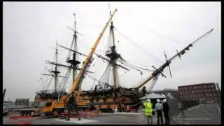 Timelapse footage of HMS Victory Mast Removal