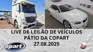 LIVE DE LEILÃO DE VEÍCULOS NO PÁTIO DA COPART DIA 27.08.25