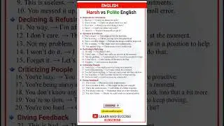 Harsh vs Polite English | Speak Politely | Learn English with Learn and Success
