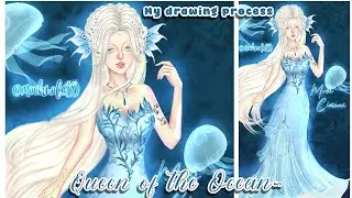My Drawing Process🎨Ocean Queen Theme Art🌊💙 Digital Art Ibispaint x ✨
