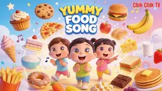 Yummy Food Song for Kids 🍎🍔 | Food Rhymes & Kids Songs | Learn Food Names #pizza #burger #kidssongs
