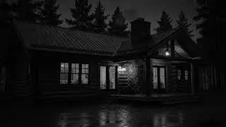 Thunder Rolling Through the Forest as Heavy Rain Falls on a Cabin Roof