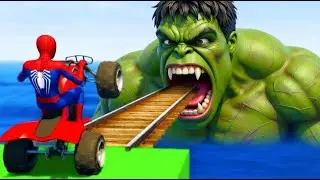 SPIDER-MAN 🏍️ vs Hulk vs Batman vs Ironman - Funny GTA Superhero Game