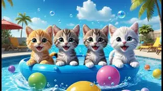 Six Little Kittens Jumping in the Pool | Fun Summer Song for Kids | Splashy Nursery Rhyme